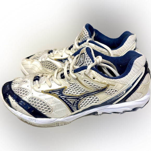 MIZUNO WAVE SPIKE 11 VS-1 SNEAKERS NAVY WHITE 8.5 fits like 8 Athletic Sports - Picture 4 of 6